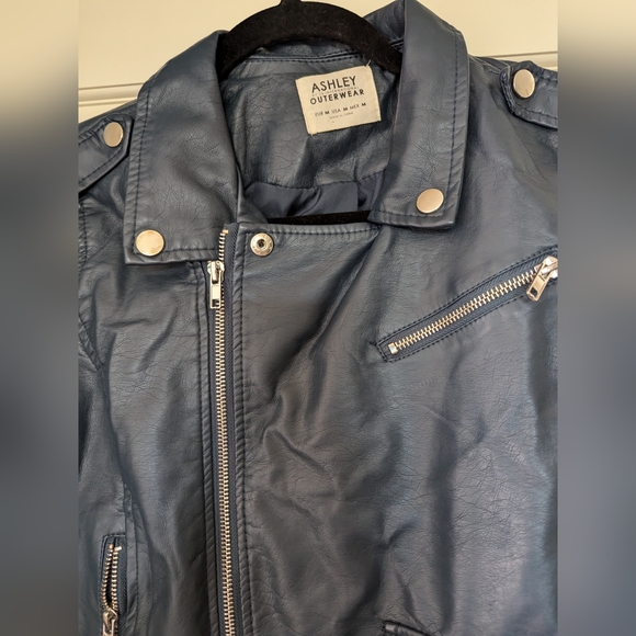 Ashley Outerwear by 26 International Vegan Motorcycle Jacket - Navy M - Picture 3 of 5
